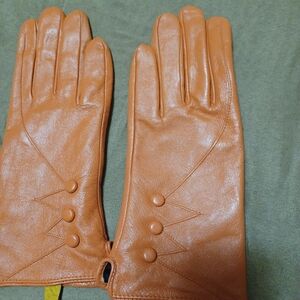 Stylish Orange Leather Gloves